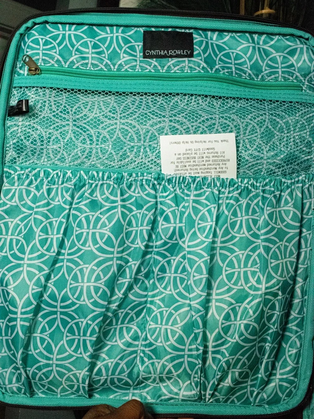Cynthia Rowley Brown Carry-On Spinner with Teal Accents